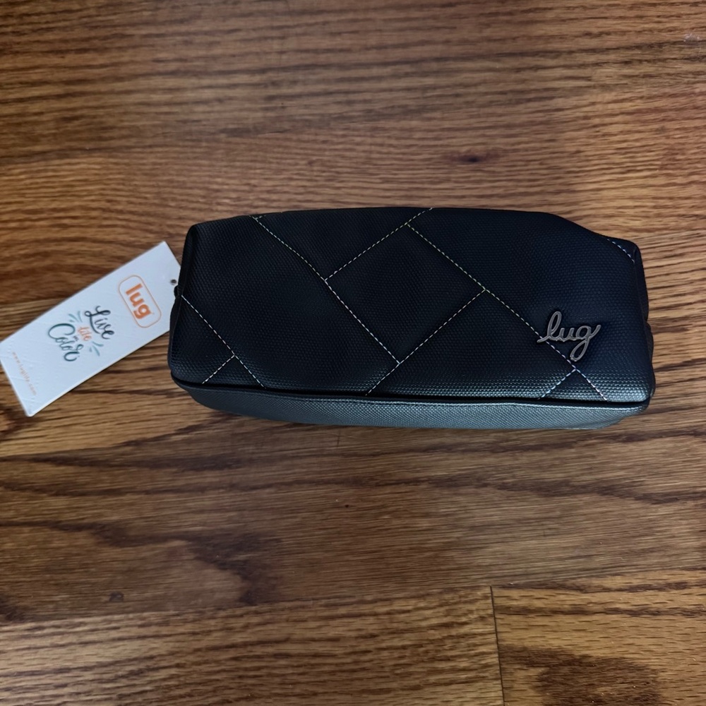 NWT Lug Jib Cosmetics Pouch - Black Rainbow Stitch